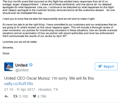 Plan de gesti&oacute;n de crisis - respuesta oficial United