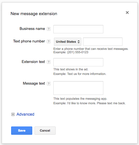 Adwords para móviles extensión de mensaje