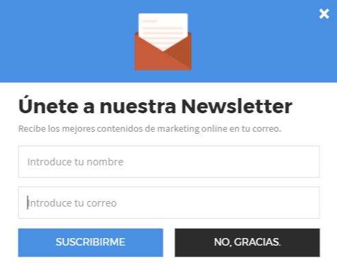 Crear campa&ntilde;as de email marketing pop up